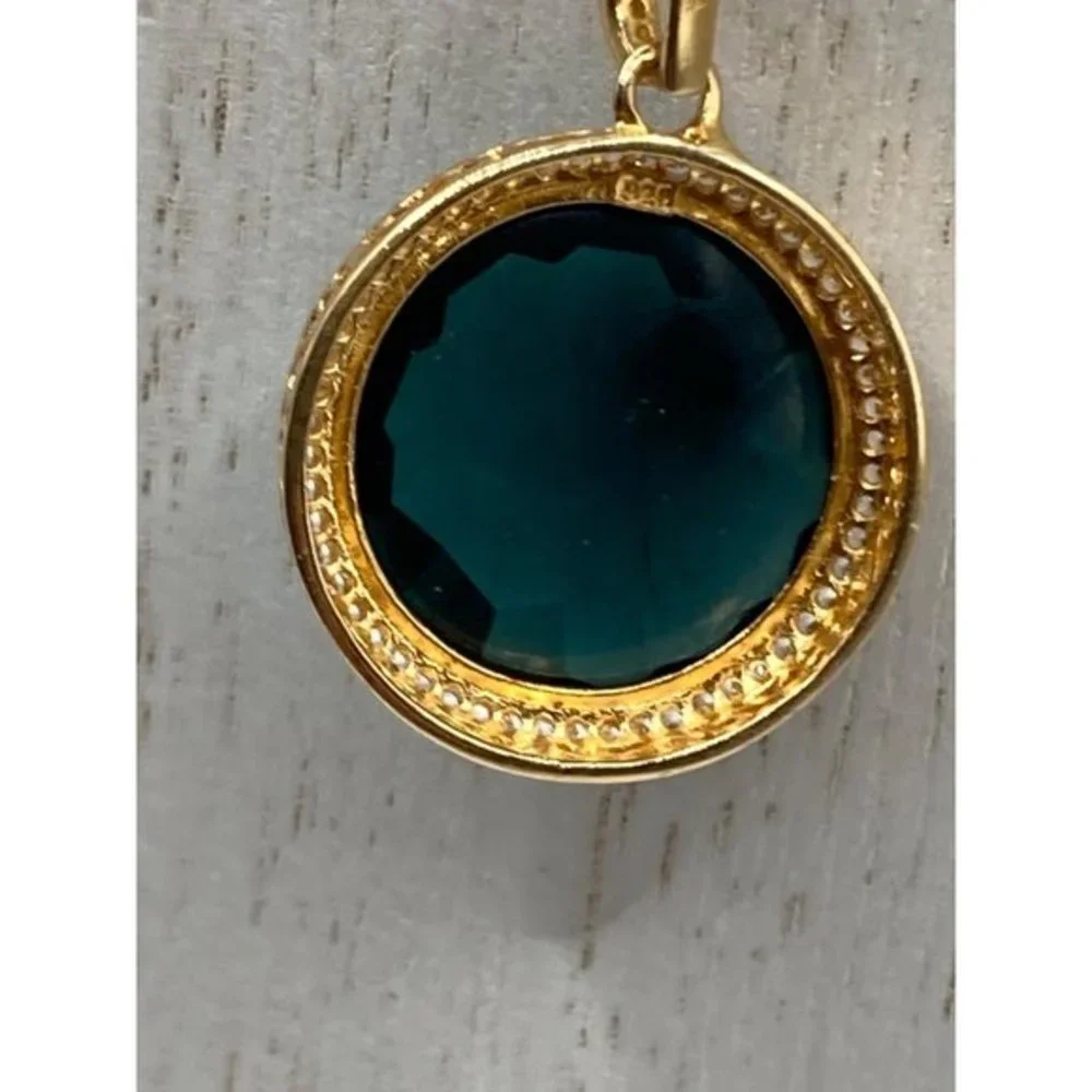 Seta 925 Silver Gold Plated CZ stones Aqua Blue Stone 16